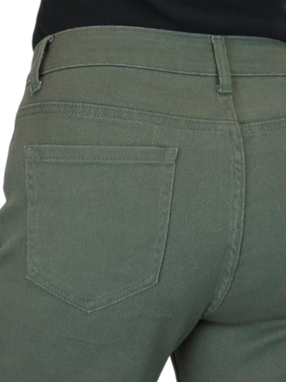 Wide Leg High Waist Jeans Khaki Green