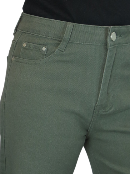 Wide Leg High Waist Jeans Khaki Green