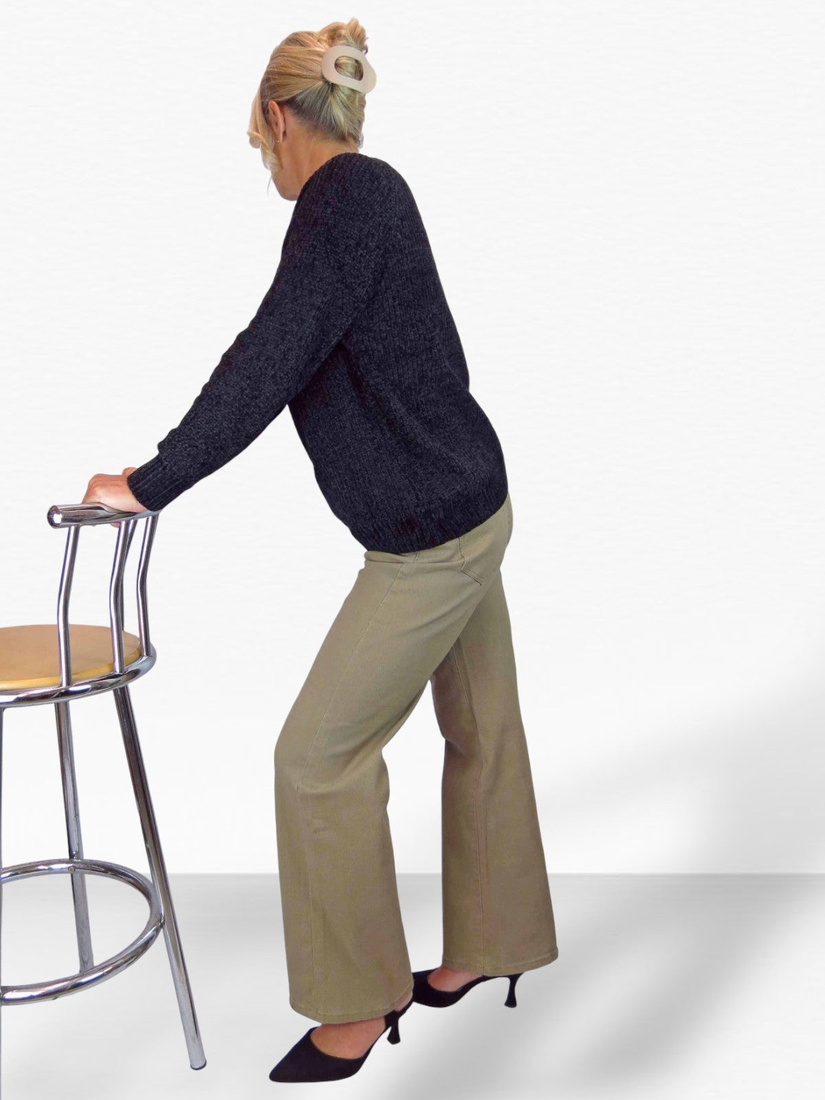 Wide Leg High Waist Jeans Tan