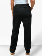 Straight Leg Elastic Waist Corduroy Trousers Black