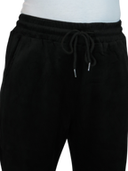 Straight Leg Elastic Waist Corduroy Trousers Black