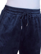 Straight Leg Elastic Waist Corduroy Trousers Navy Blue