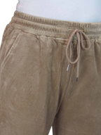 Straight Leg Elastic Waist Corduroy Trousers Beige