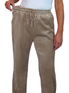 Straight Leg Elastic Waist Corduroy Trousers Beige