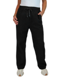 Fleece Lined Waffle Cord Trousers Black