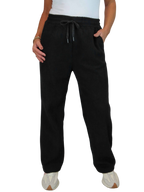 Fleece Lined Waffle Cord Trousers Black