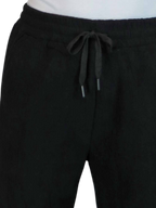 Fleece Lined Waffle Cord Trousers Black