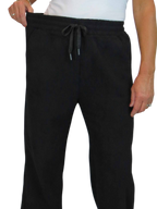 Fleece Lined Waffle Cord Trousers Black