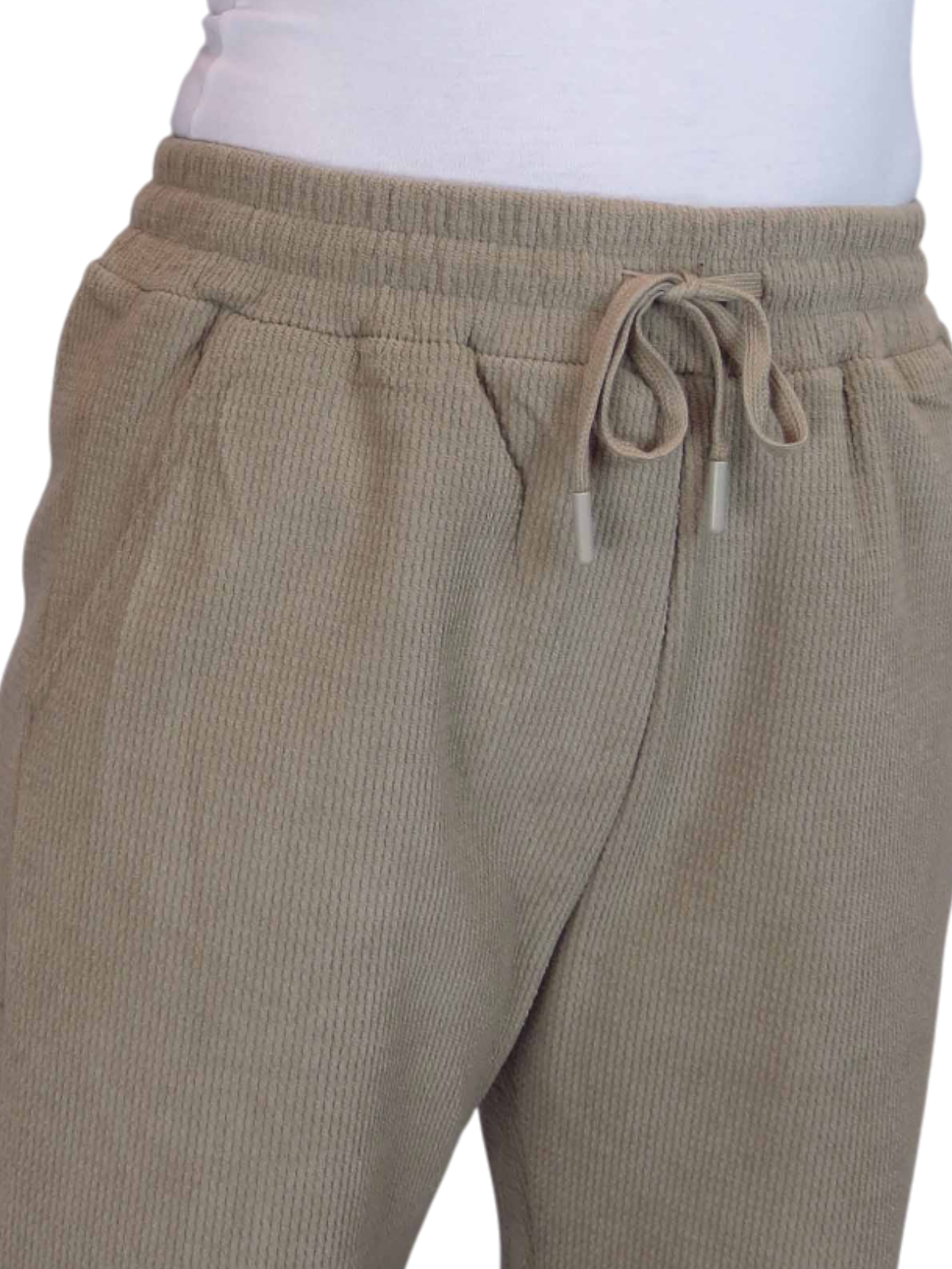 Fleece Lined Waffle Cord Trousers Beige
