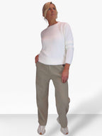 Fleece Lined Waffle Cord Trousers Beige