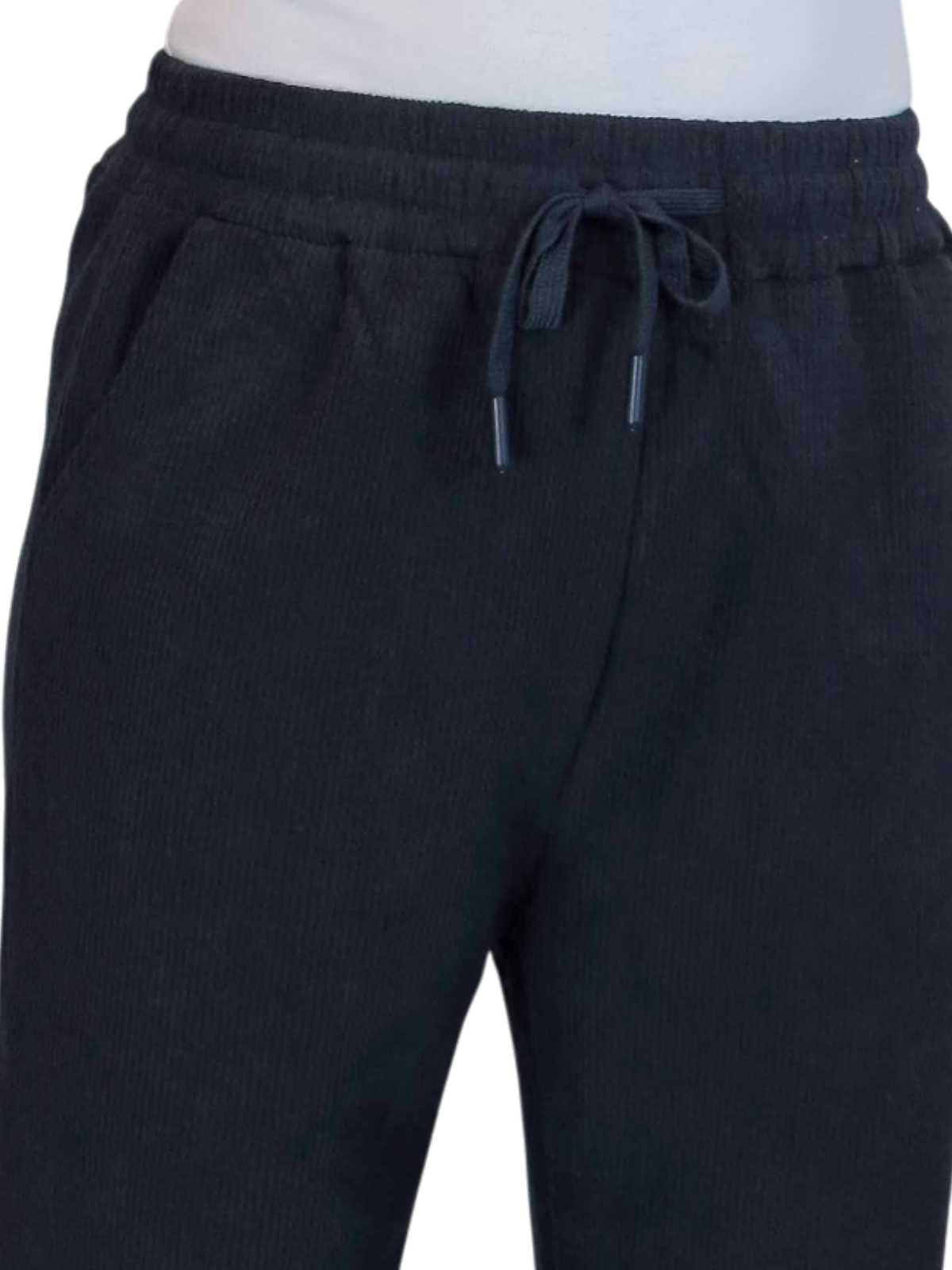 Fleece Lined Waffle Cord Trousers Navy Blue