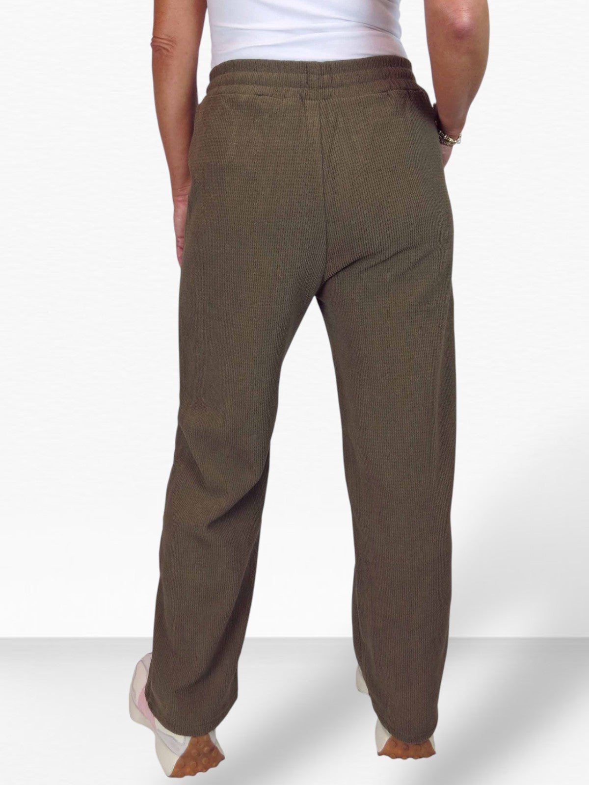 Fleece Lined Waffle Cord Trousers Brown