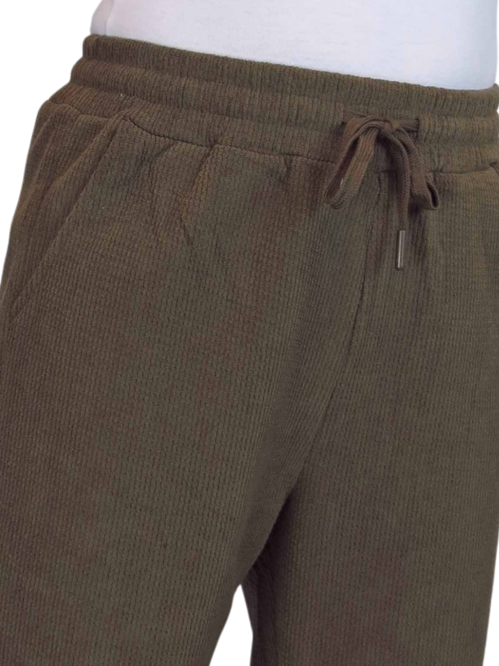 Fleece Lined Waffle Cord Trousers Brown