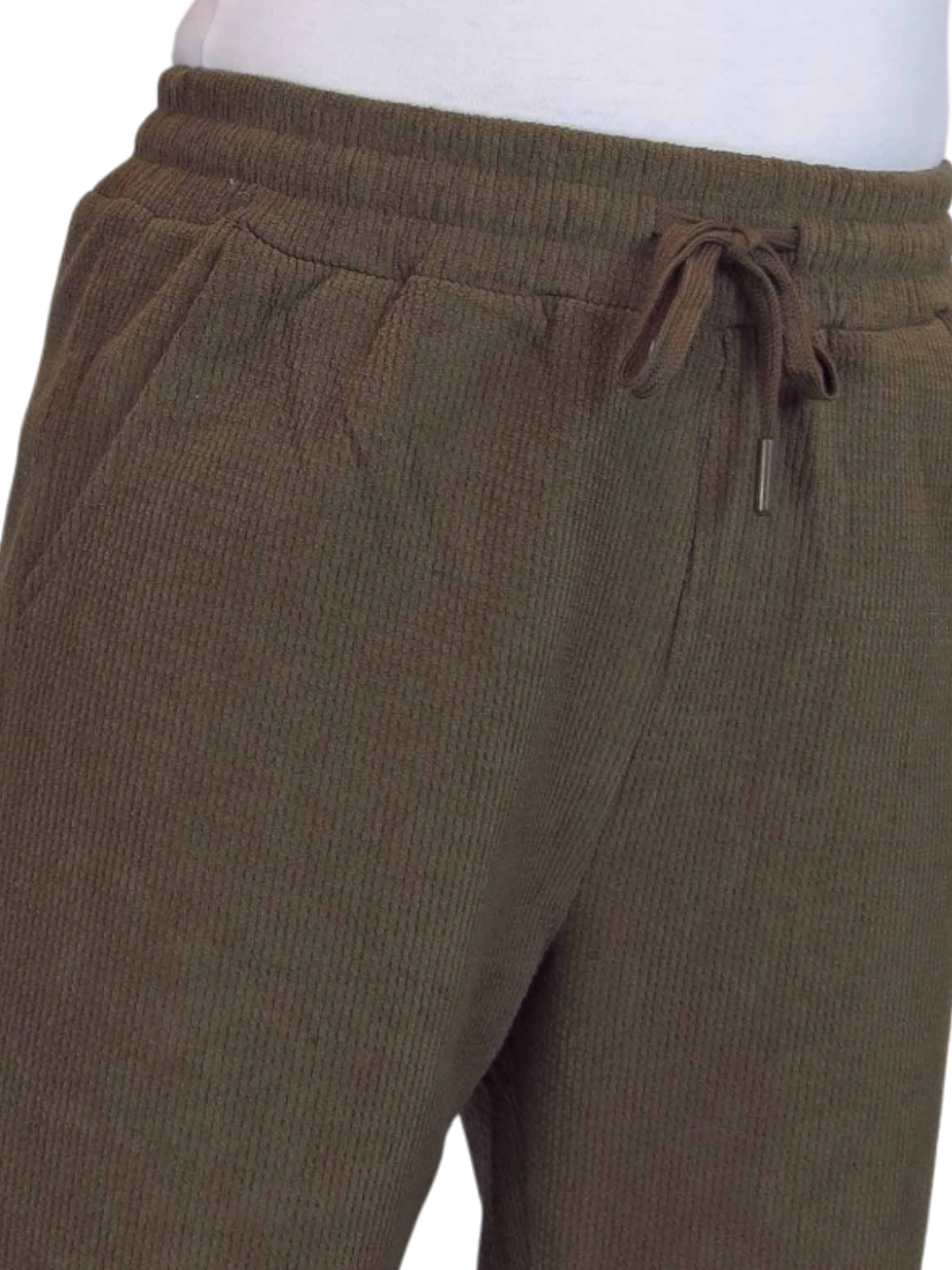 Fleece Lined Waffle Cord Trousers Brown