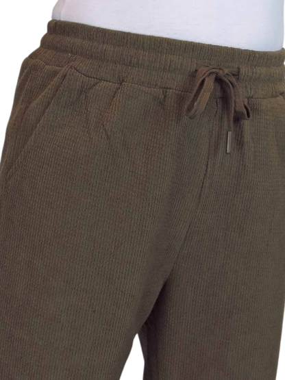 Fleece Lined Waffle Cord Trousers Brown