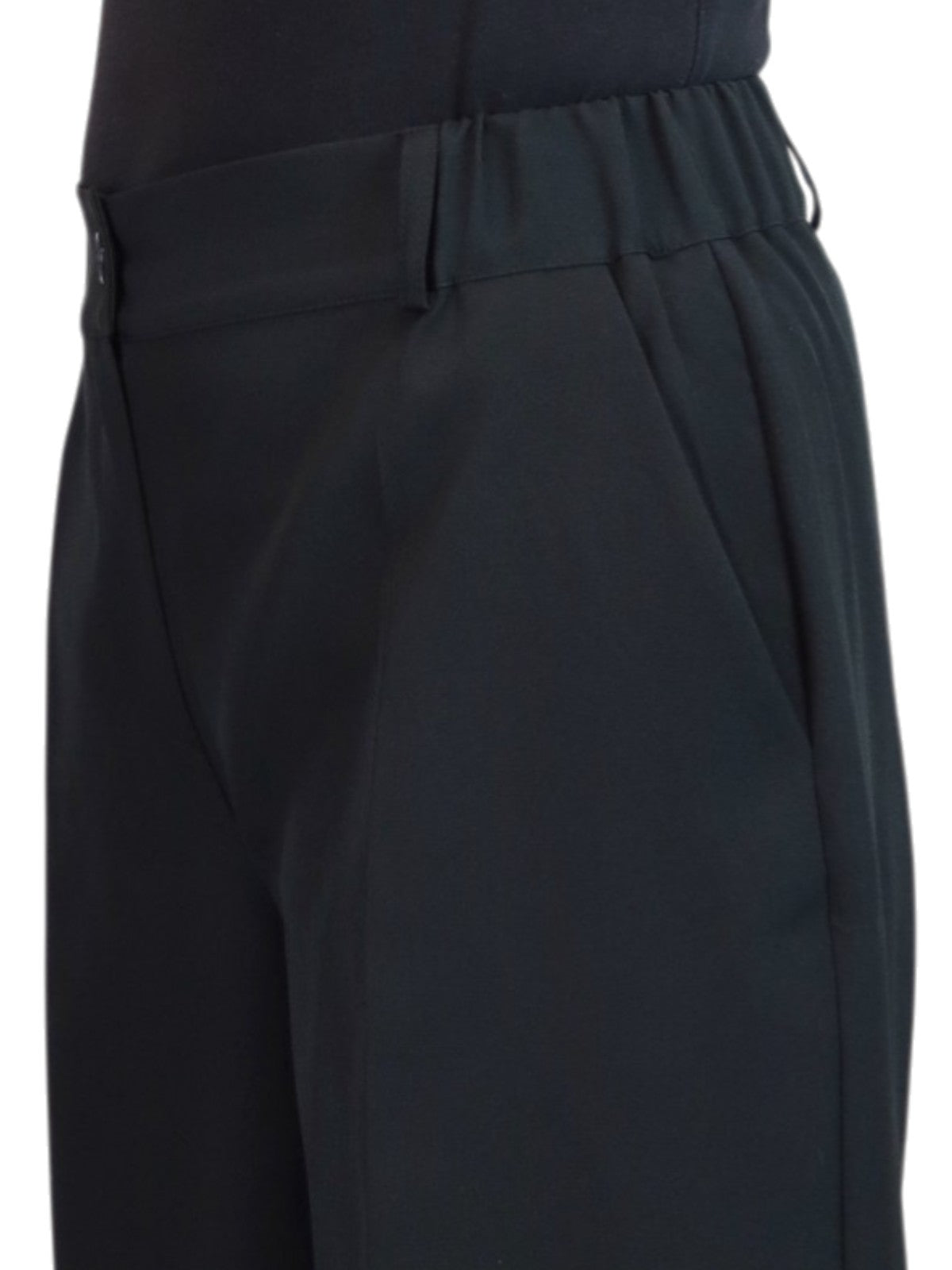 Wide Leg Cropped Tailored Trousers Smart Black