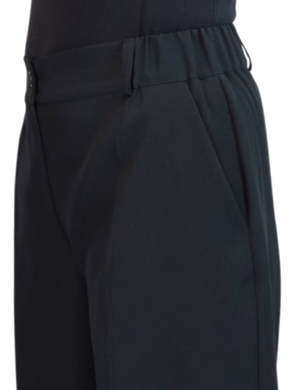 Wide Leg Cropped Tailored Trousers Smart Black
