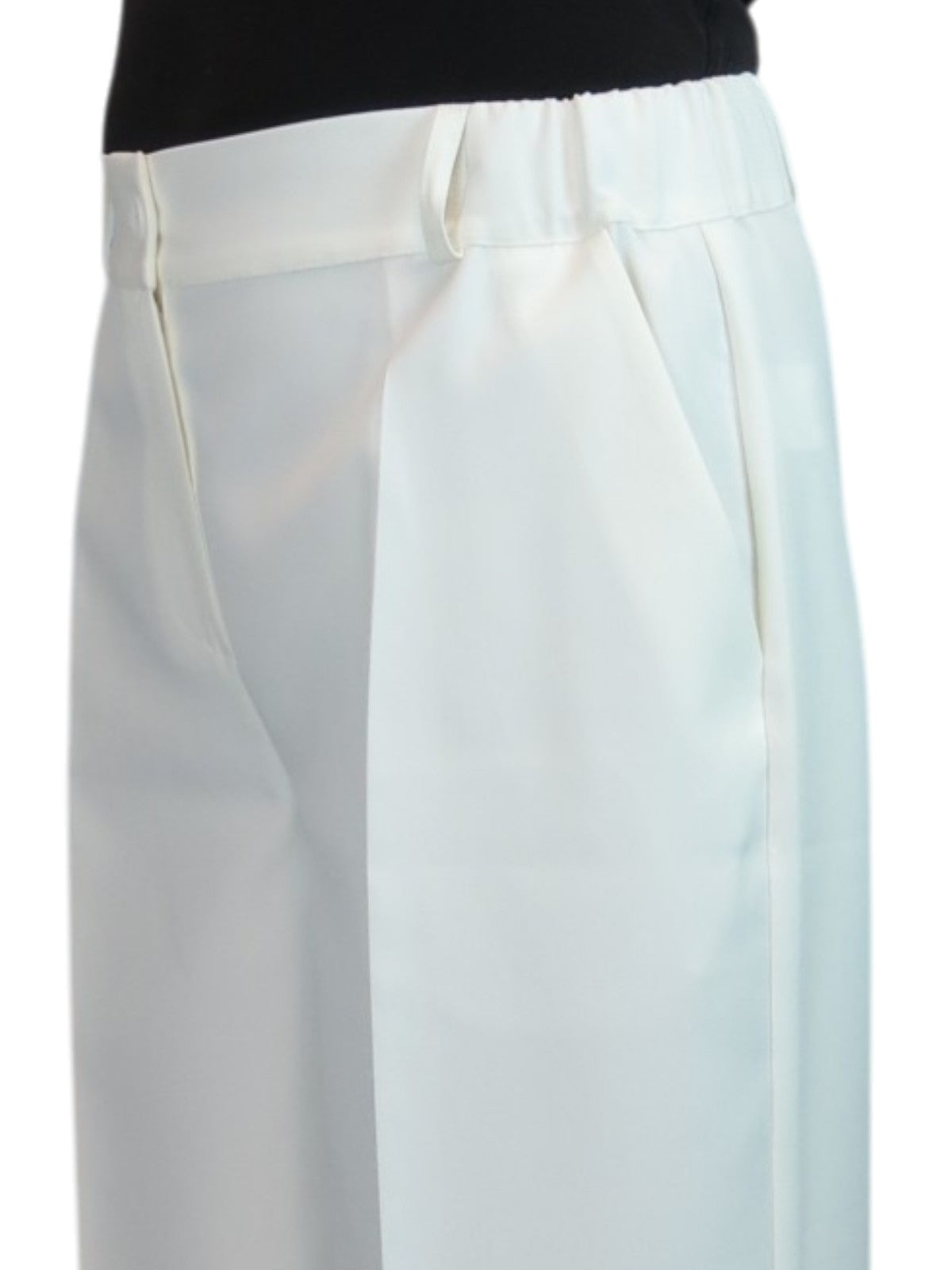 Wide Leg Cropped Tailored Trousers Smart Cream