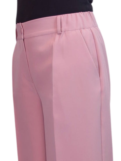 Wide Leg Cropped Tailored Trousers Smart Pink