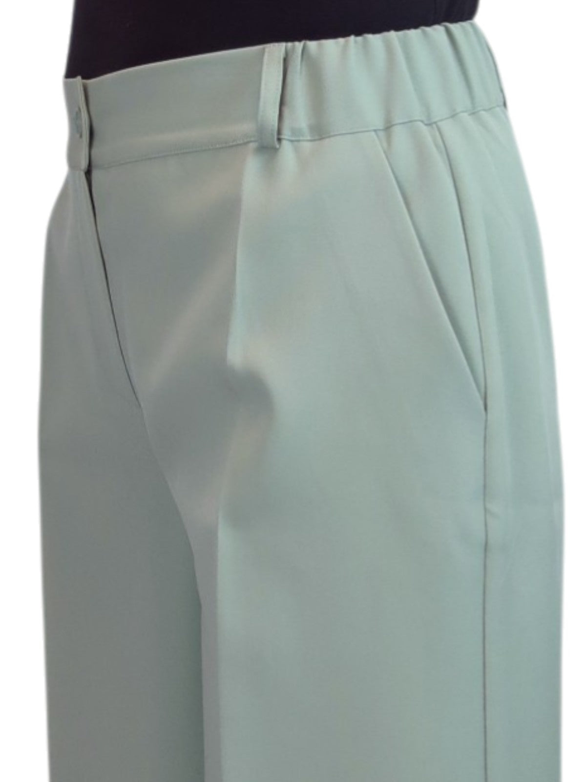 Wide Leg Cropped Tailored Trousers Smart Sage Green