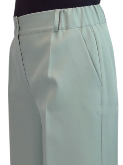Wide Leg Cropped Tailored Trousers Smart Sage Green