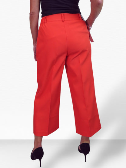 Wide Leg Cropped Tailored Trousers Deep Smart Coral