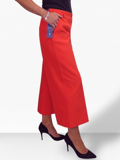 Wide Leg Cropped Tailored Trousers Deep Smart Coral
