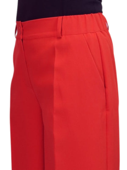 Wide Leg Cropped Tailored Trousers Deep Smart Coral