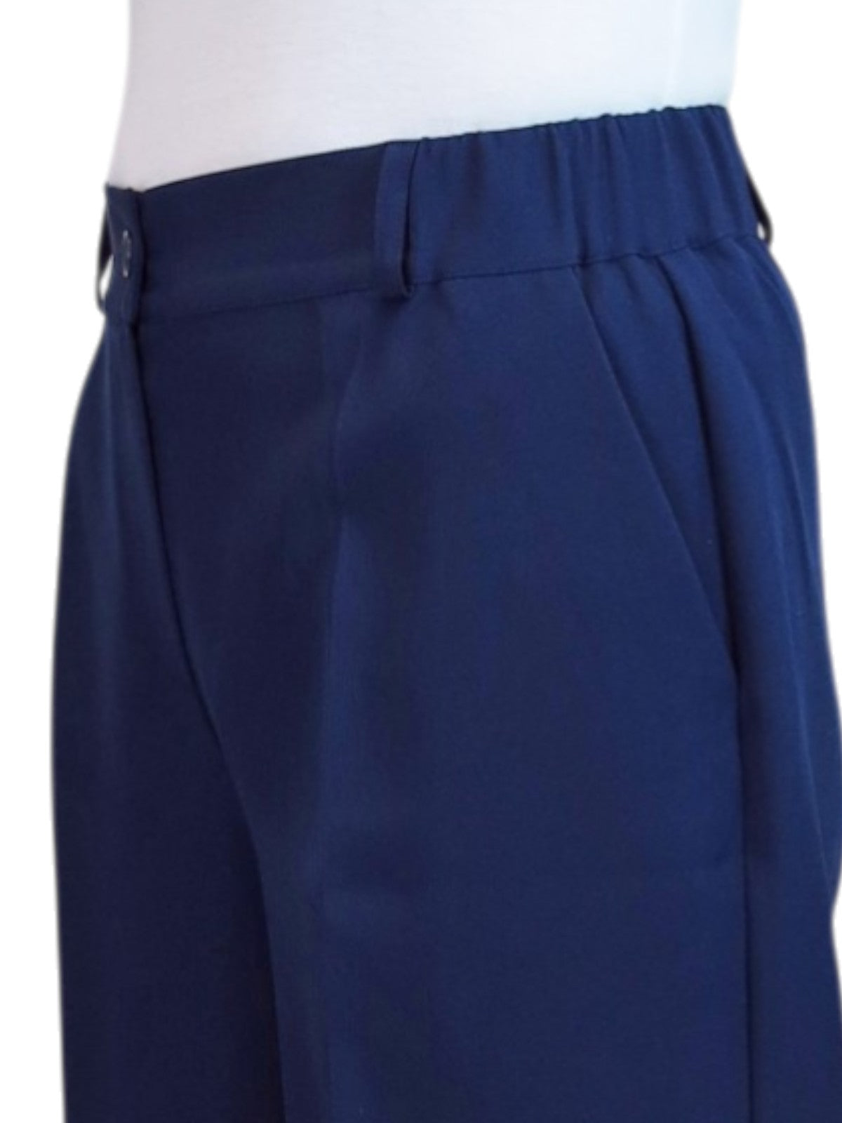 Wide Leg Cropped Tailored Trousers Navy Smart Blue