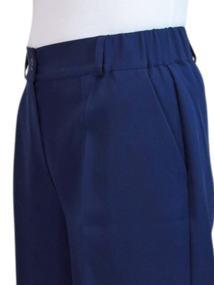 Wide Leg Cropped Tailored Trousers Navy Smart Blue