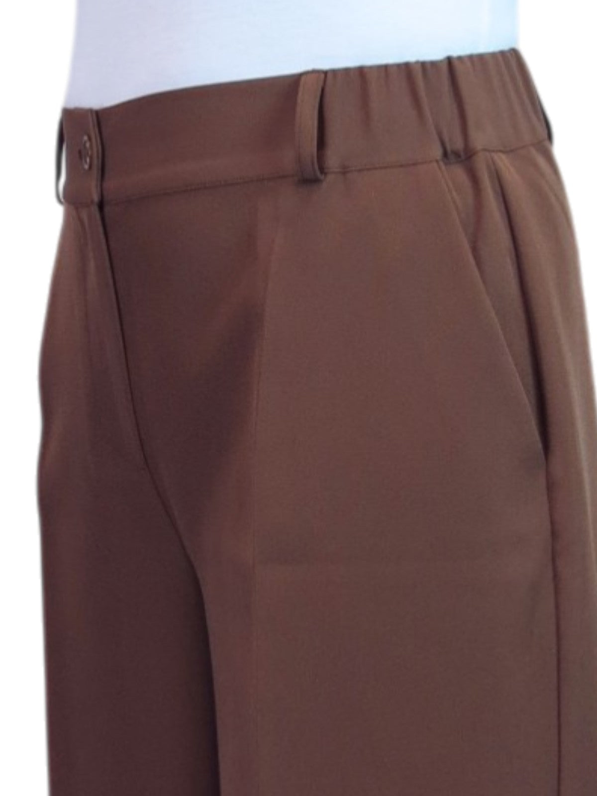 Wide Leg Cropped Tailored Trousers Caramel Smart Brown