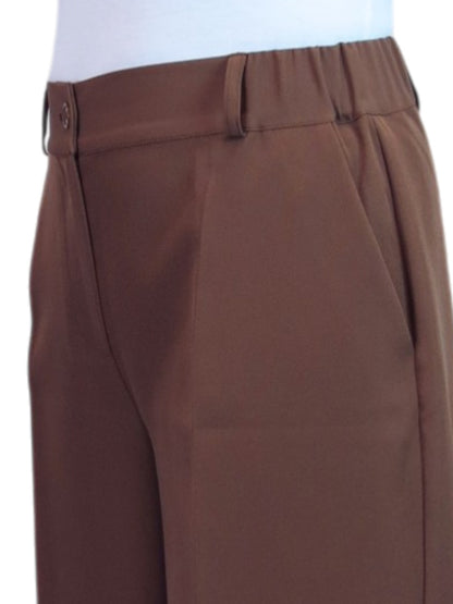 Wide Leg Cropped Tailored Trousers Caramel Smart Brown