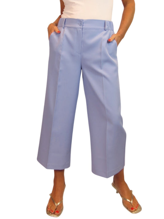 Wide Leg Cropped Tailored Trousers Smart Lilac