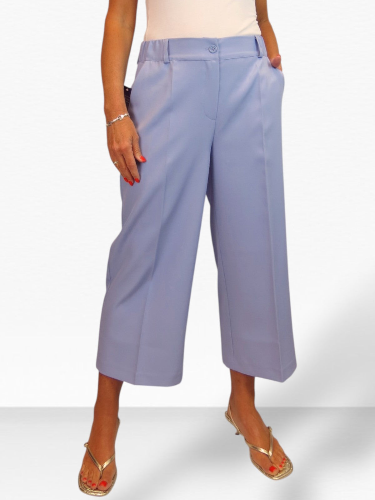 Wide Leg Cropped Tailored Trousers Smart Lilac