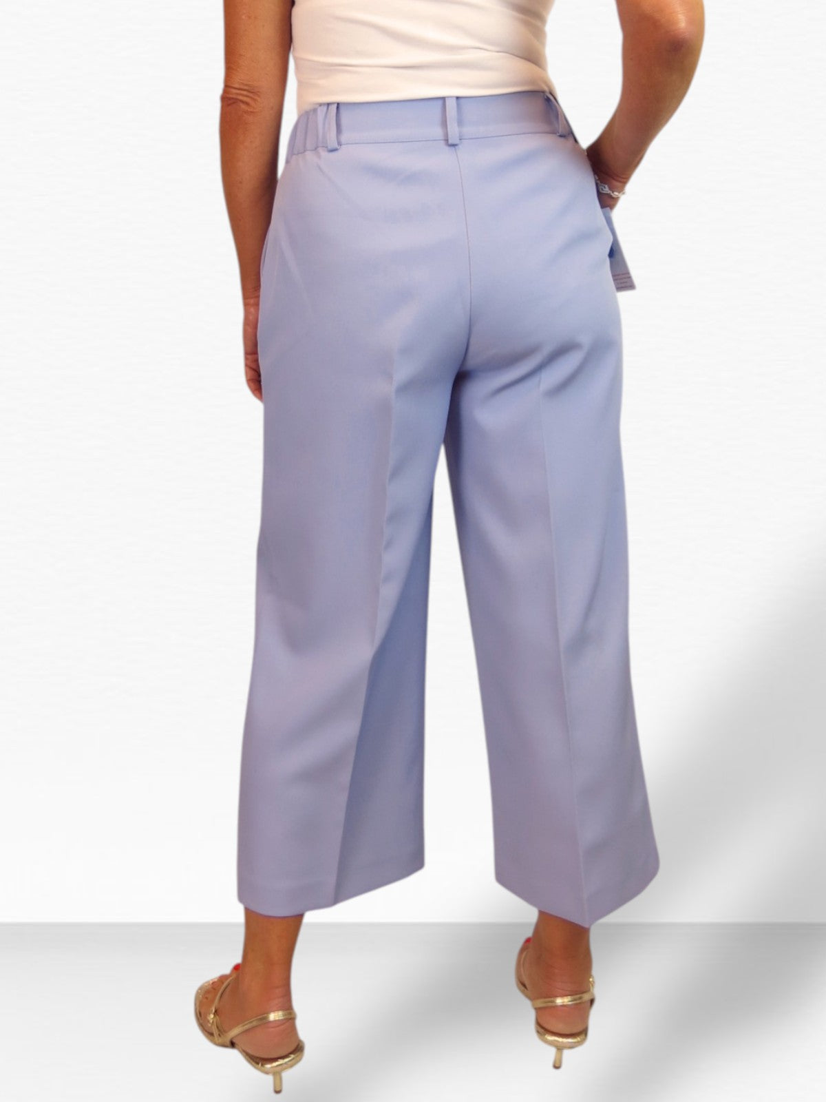 Wide Leg Cropped Tailored Trousers Smart Lilac