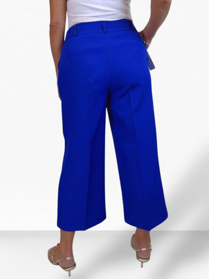 Wide Leg Cropped Tailored Trousers Royal Smart Blue