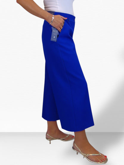 Wide Leg Cropped Tailored Trousers Royal Smart Blue