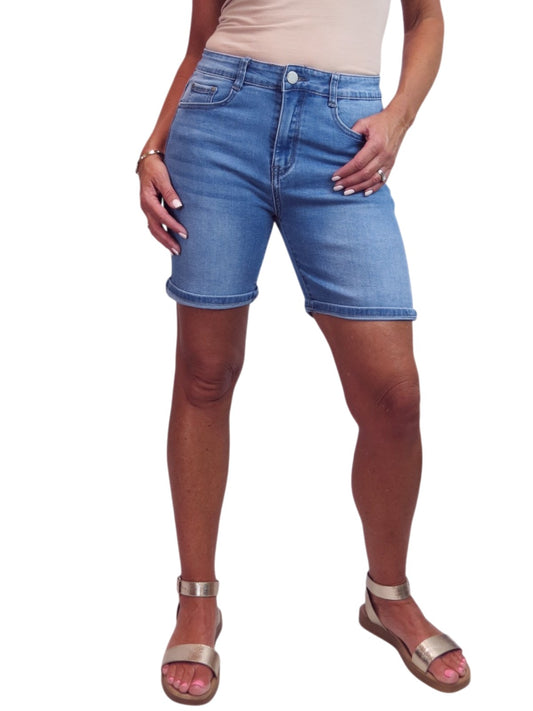 Women's Long Stretch Denim Shorts