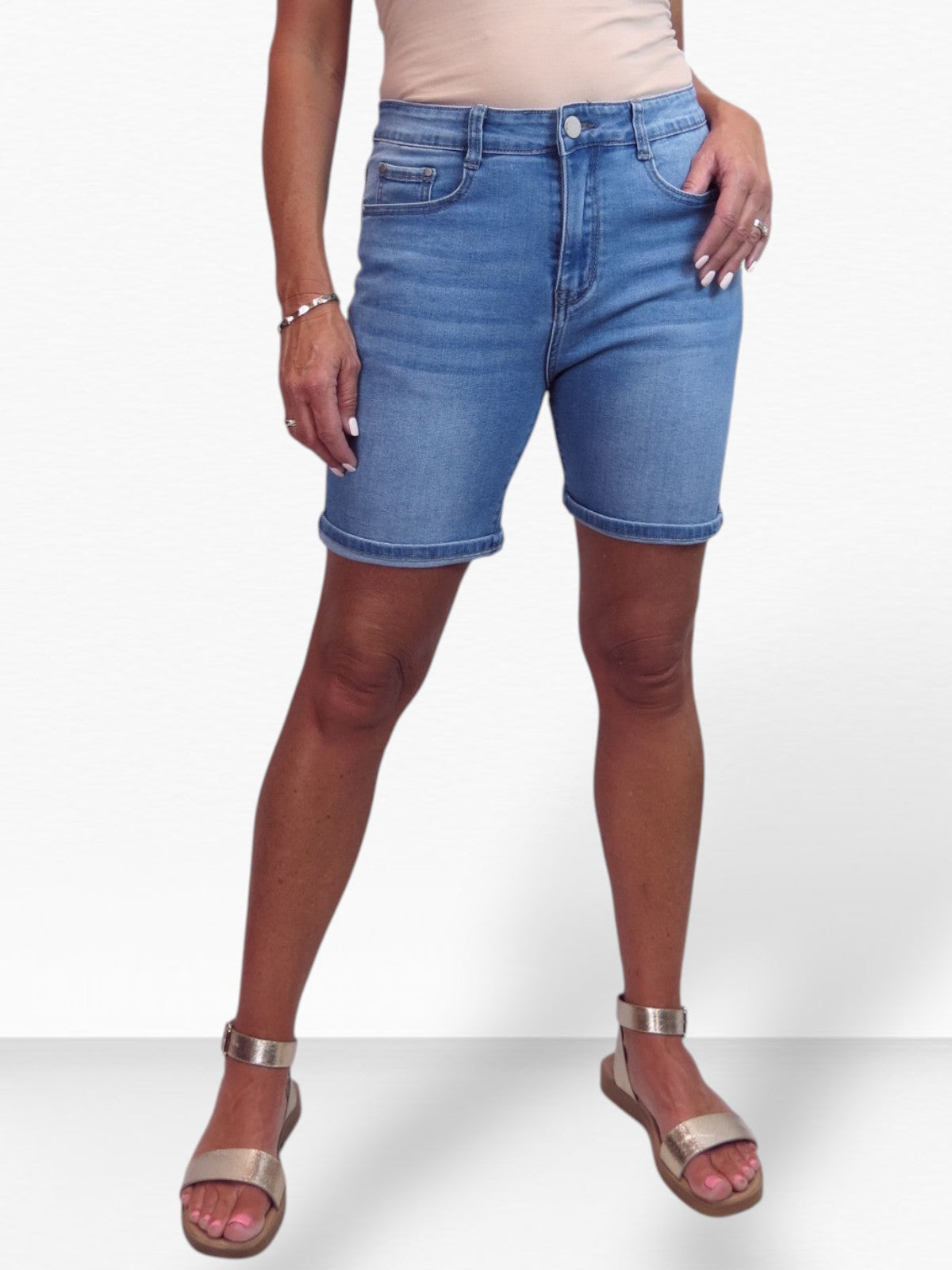 Women's Long Stretch Denim Shorts