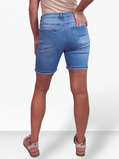 Women's Long Stretch Denim Shorts