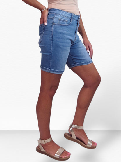 Women's Long Stretch Denim Shorts