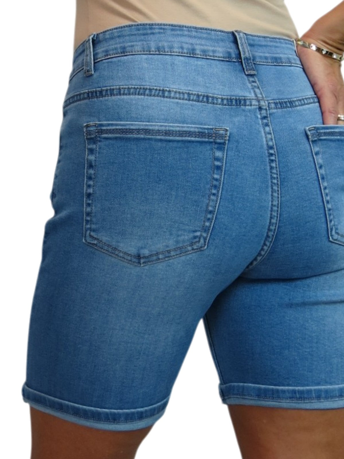 Women's Long Stretch Denim Shorts