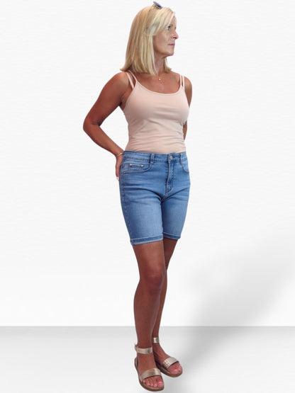 Women's Long Stretch Denim Shorts
