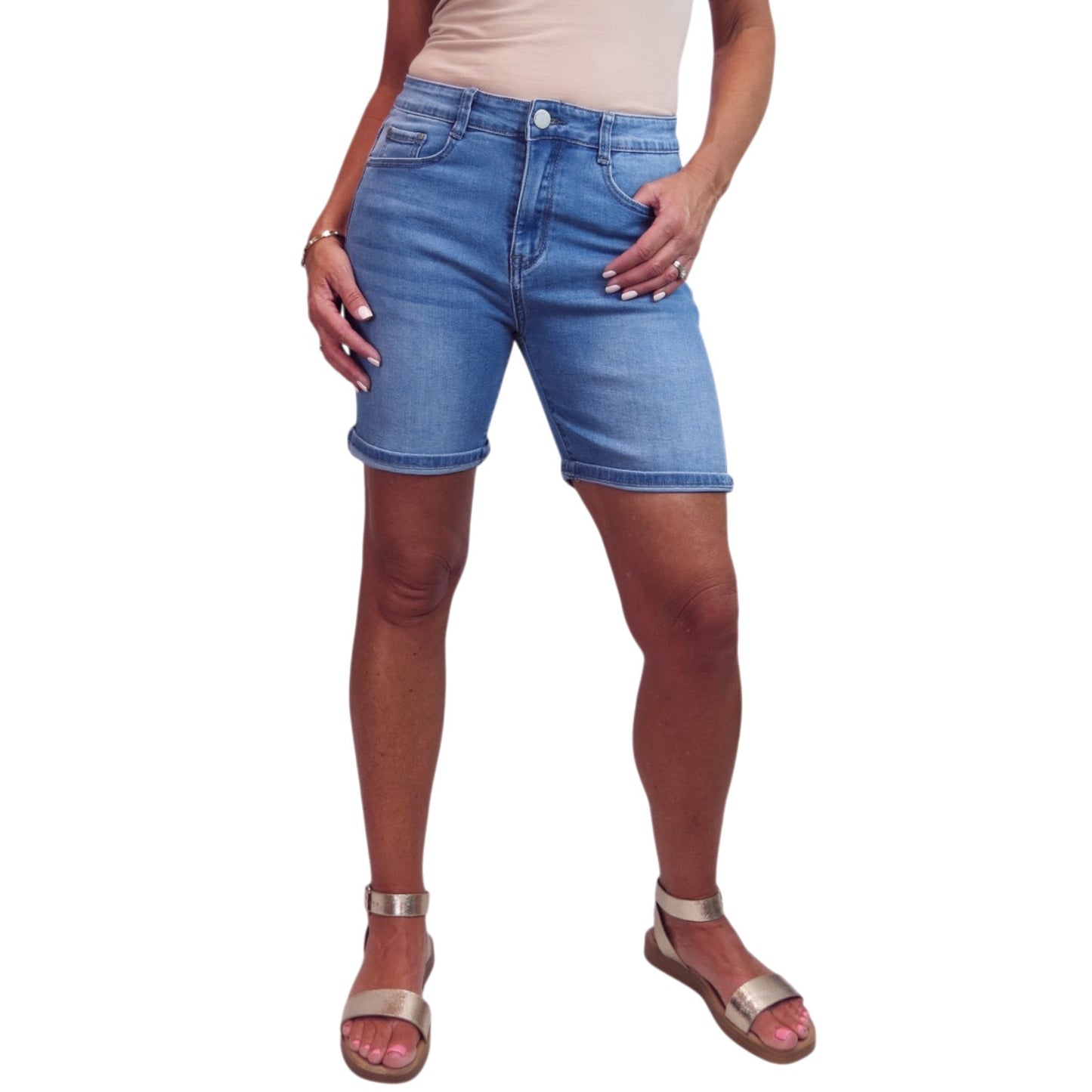 Women's Long Stretch Denim Shorts