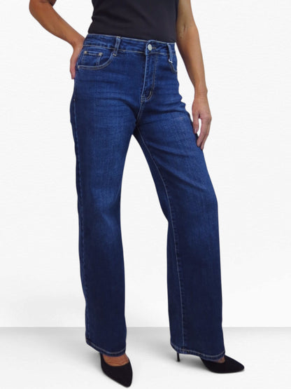 Womens Wide Straight Leg Jeans Blue