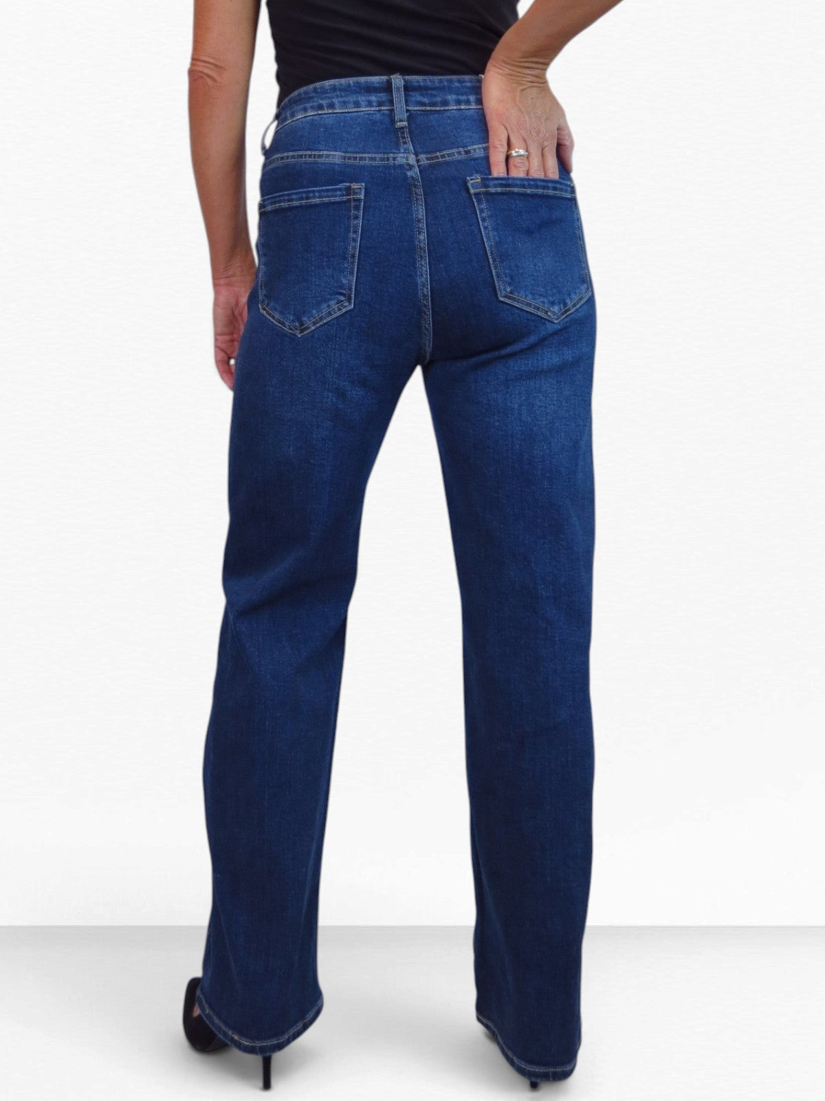 Womens Wide Straight Leg Jeans Blue