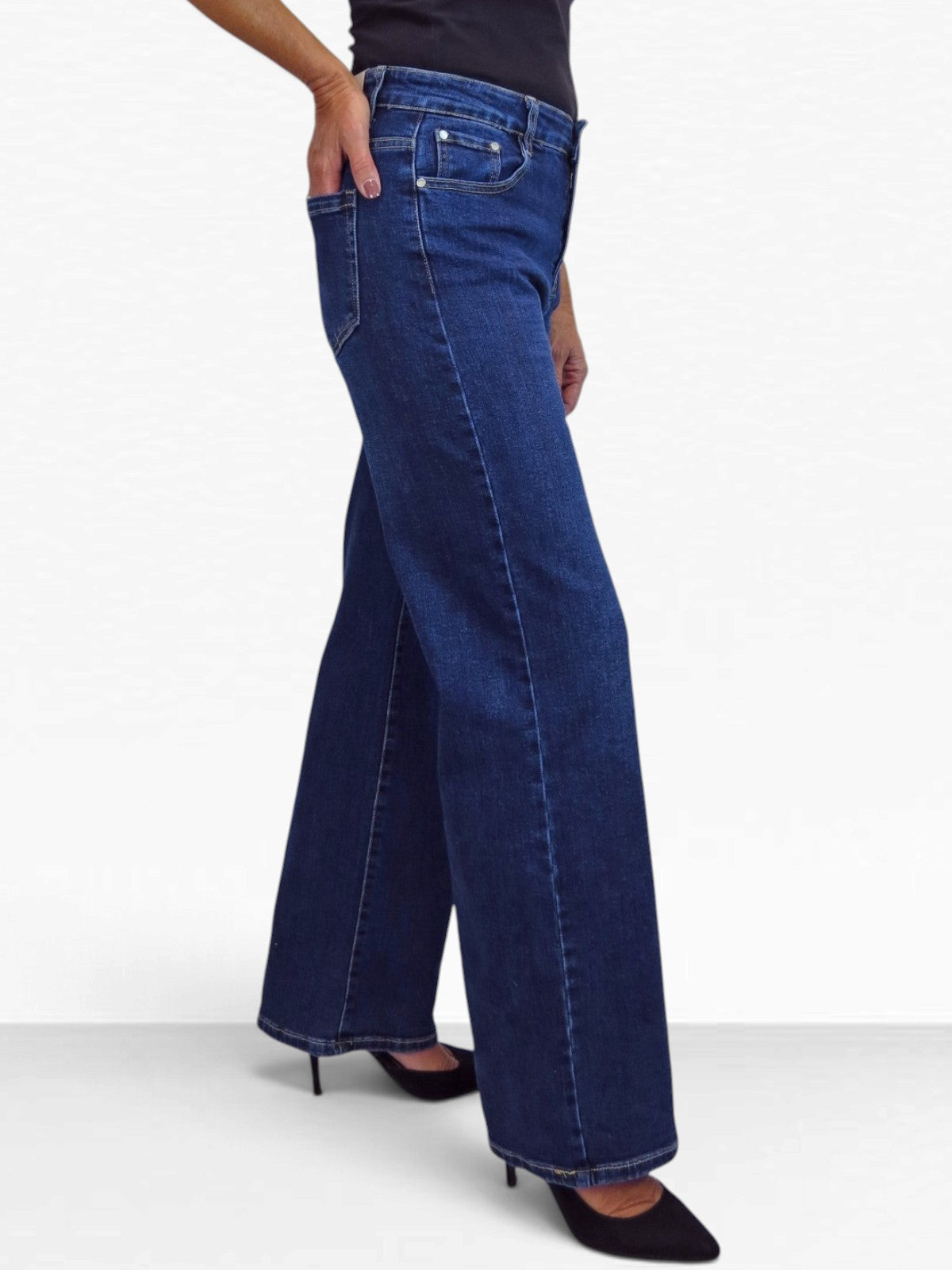Womens Wide Straight Leg Jeans Blue