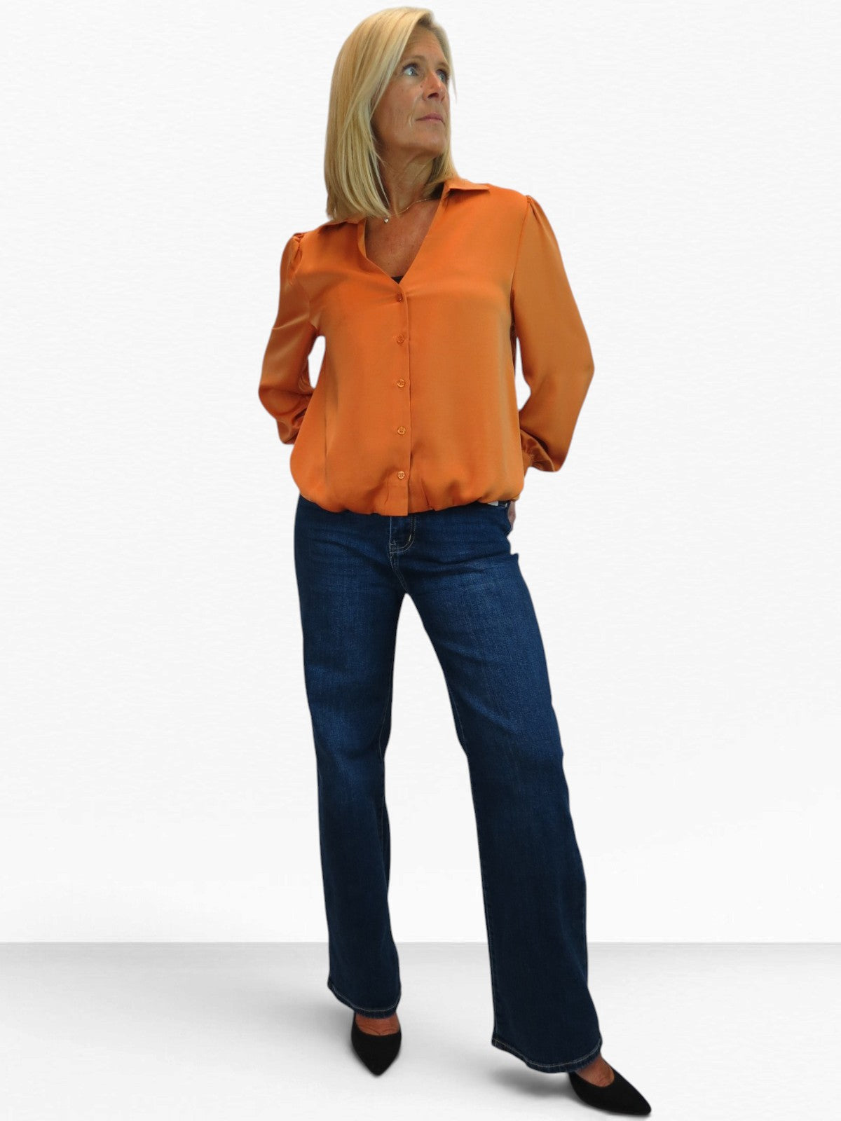 Womens Wide Straight Leg Jeans Blue