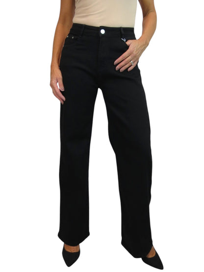 Womens Wide Straight Leg Jeans Black
