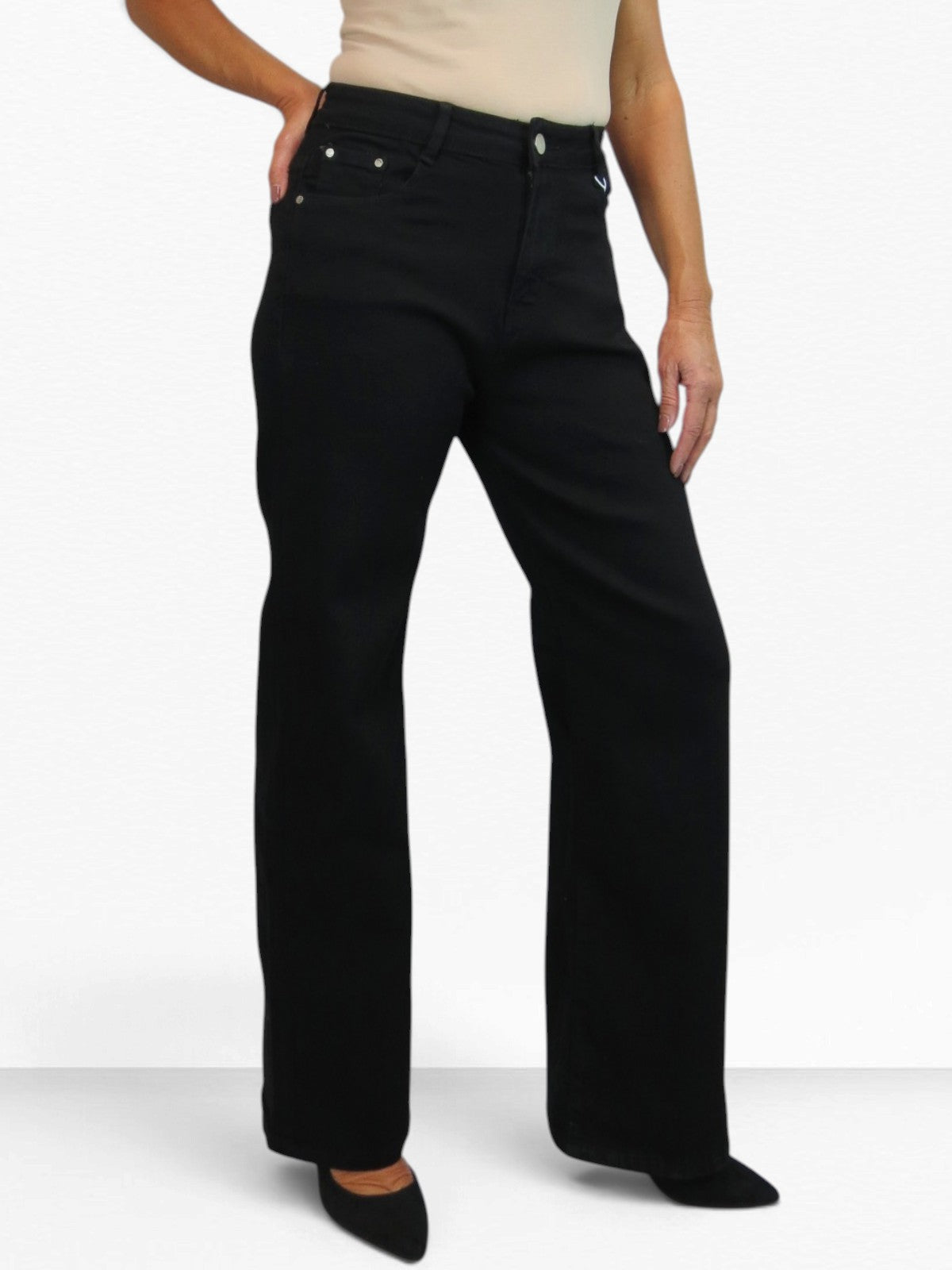 Womens Wide Straight Leg Jeans Black